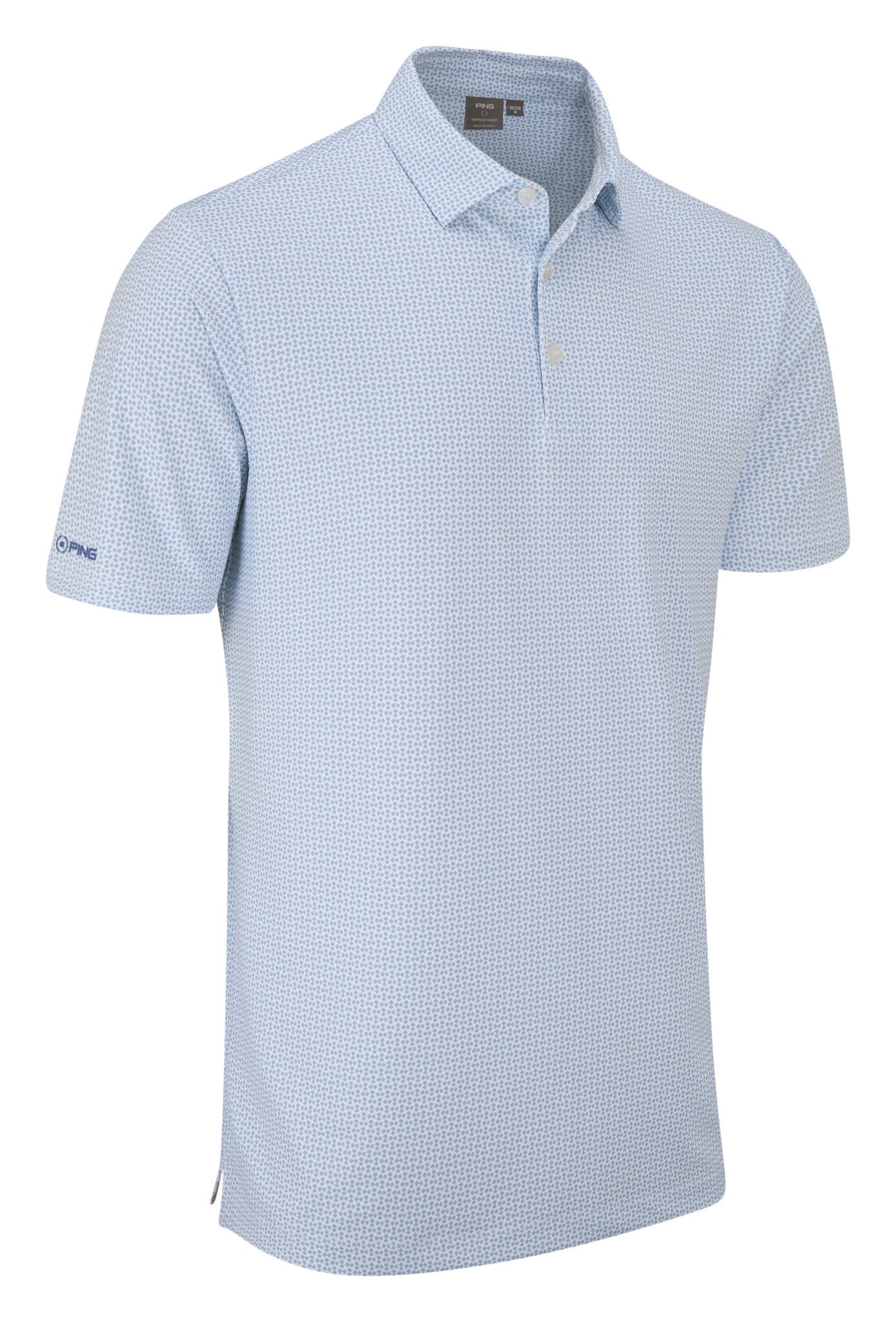 PING Gilmore polo da uomo, bianco/blu polveroso