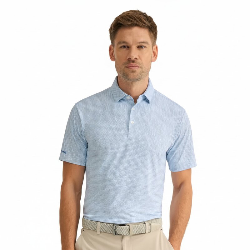 PING Gilmore polo da uomo, bianco/blu polveroso