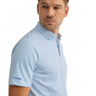 PING Gilmore polo da uomo, bianco/blu polveroso