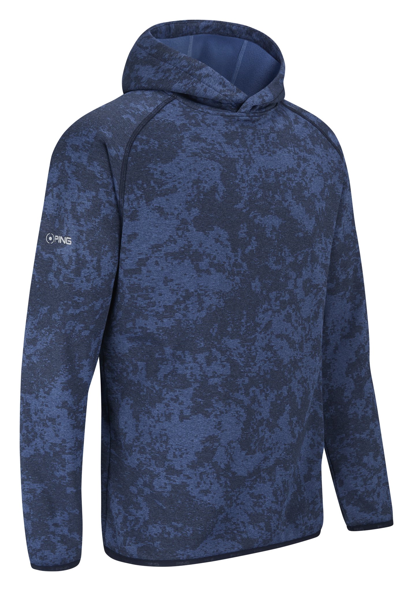 PING Saul felpa con cappuccio da uomo, deep sea blue camo