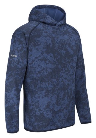 PING Saul felpa con cappuccio da uomo, deep sea blue camo
