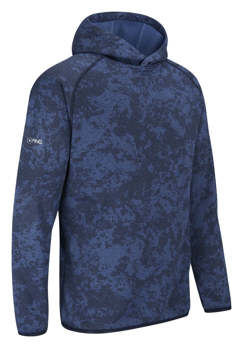 PING Saul felpa con cappuccio da uomo, deep sea blue camo