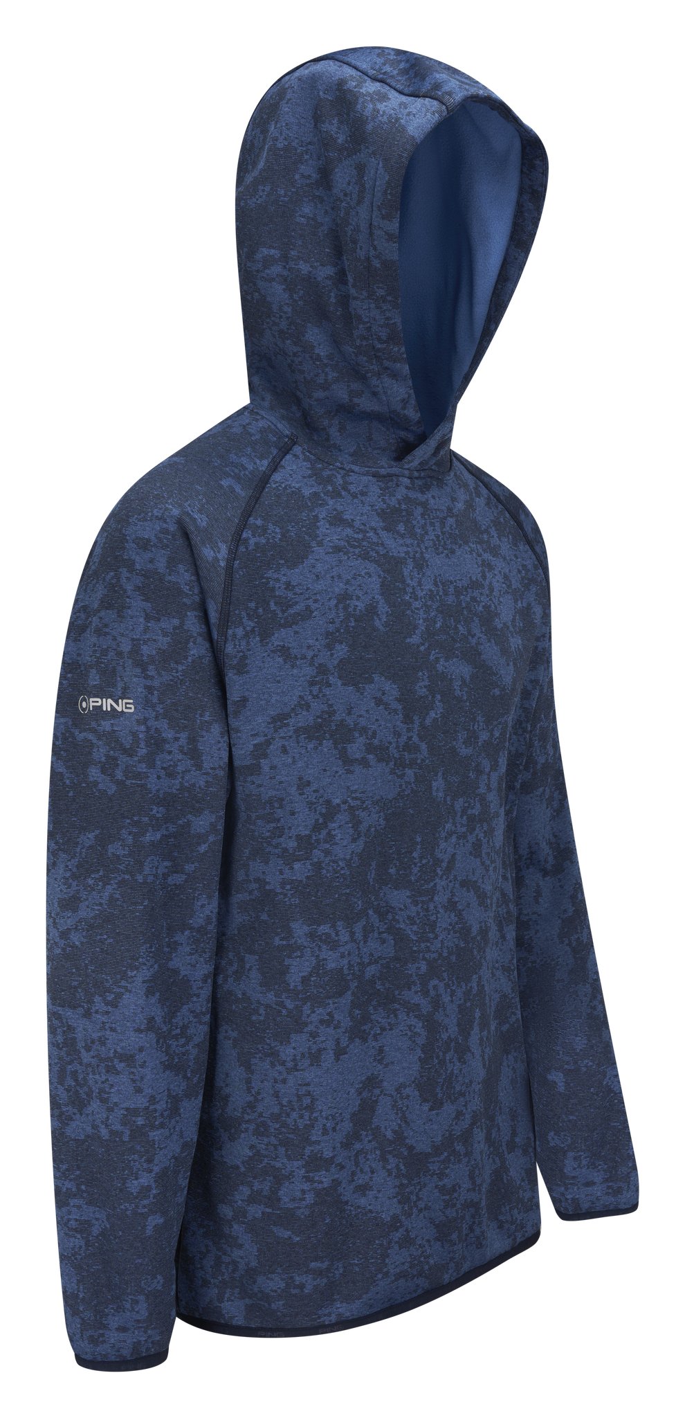 PING Saul felpa con cappuccio da uomo, deep sea blue camo