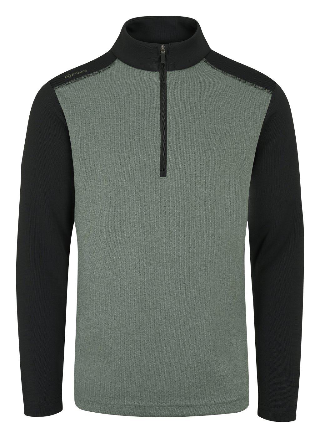 PING Ramsey half zip ribbed fleece felpa da uomo, laurel marl/black