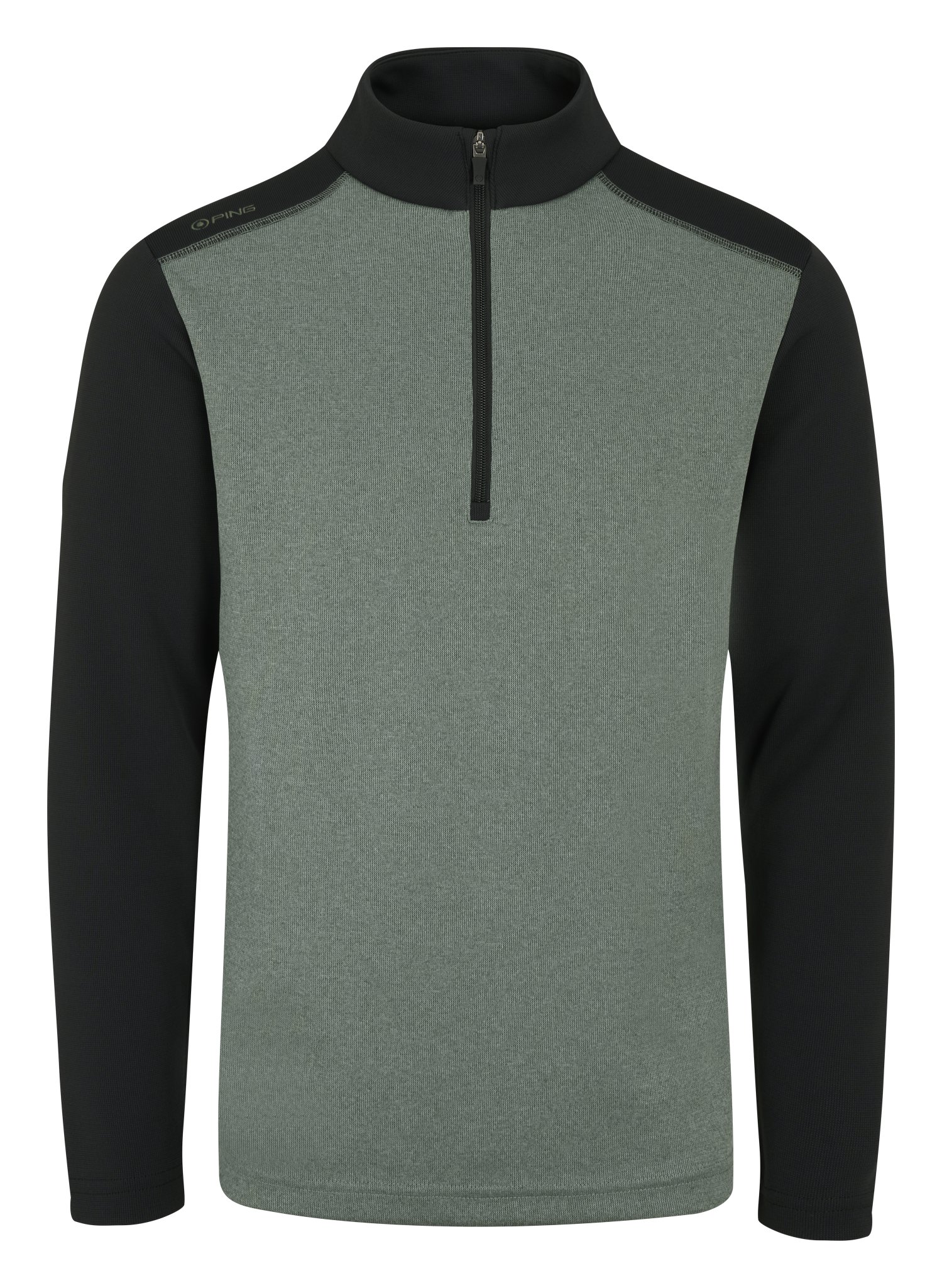 PING Ramsey half zip ribbed fleece felpa da uomo, laurel marl/black