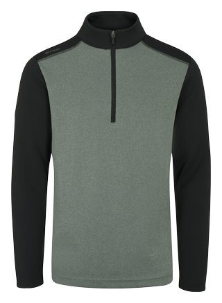 PING Ramsey half zip ribbed fleece felpa da uomo, laurel marl/black