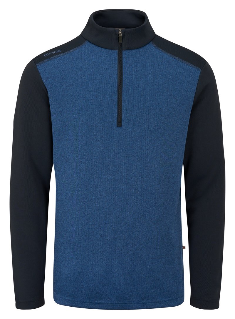 PING Ramsey half zip ribbed fleece pullover da uomo, inky marl/navy