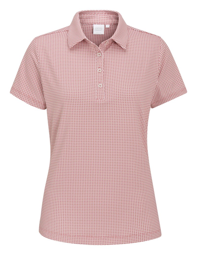 PING Mave polo da donna, coral blush/white