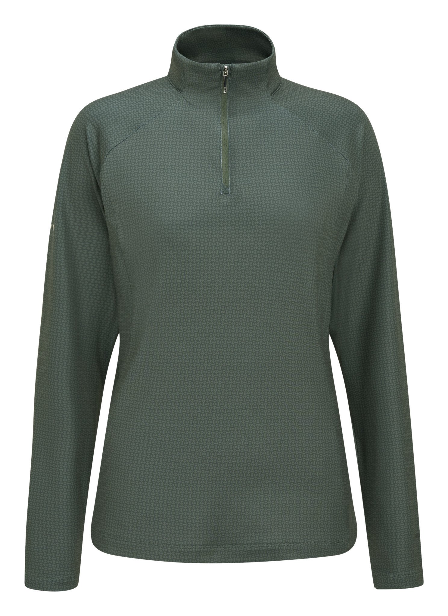 PING Jasmine Printed manica lunga da donna top, gorse green/laurel