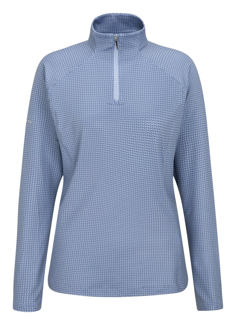 PING Jasmine Printed manica lunga da donna top, viola/blue indigo