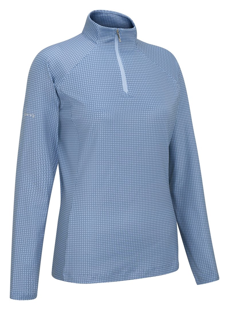 PING Jasmine Printed manica lunga da donna top, viola/blue indigo