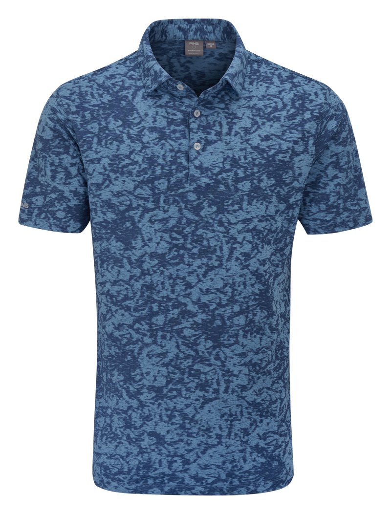 PING Marek Camo Jacquard polo uomo, infinity blue multi