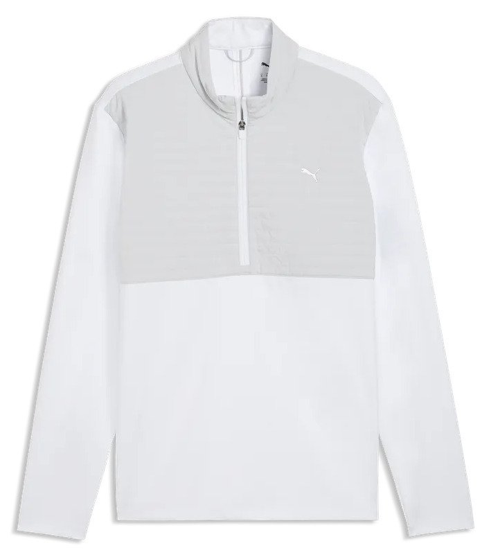 Puma Cloudspun Tech Hybrid 1/2 Zip giacca uomo, white glow/platino grey