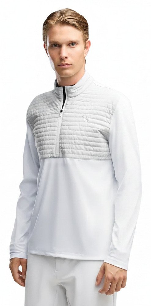 Puma Cloudspun Tech Hybrid 1/2 Zip giacca uomo, white glow/platino grey