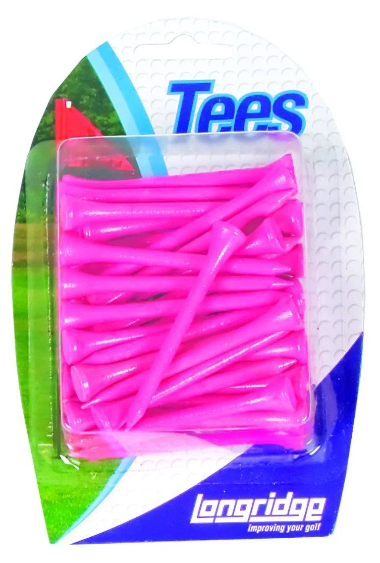 Longridge Neon Wooden Tees 69mm (40 pcs), rosa