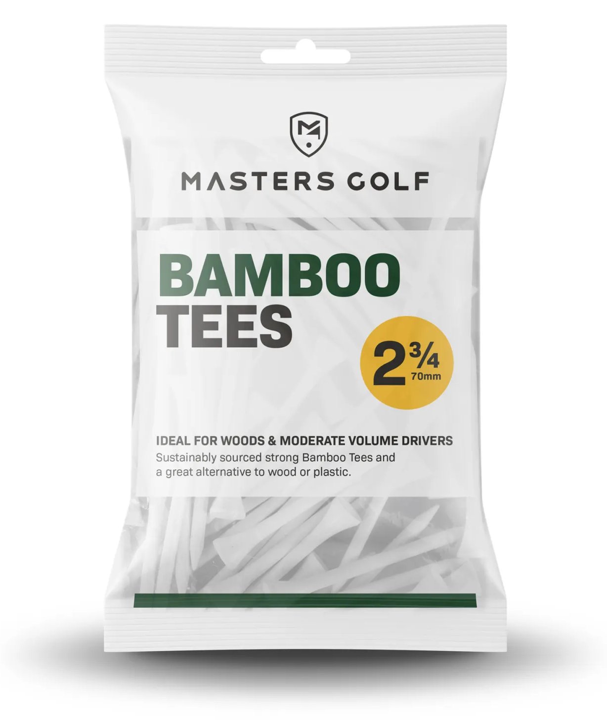 Masters Golf Bamboo Tees 70 mm (2 3/4"), 20 tees, bianchi