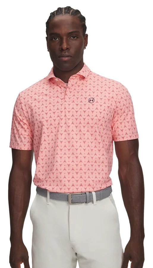 Under Armour Drive Chill Printed polo da uomo, posh pink/claret