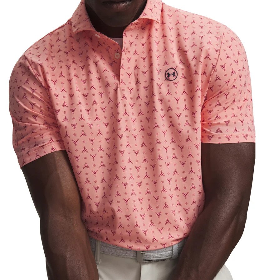 Under Armour Drive Chill Printed polo da uomo, posh pink/claret