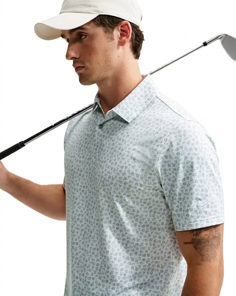 Nike Velocity Micro Print polo da uomo, jade horizon/bianco
