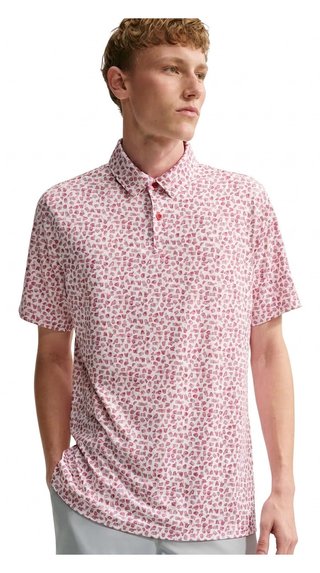 Nike Velocity Micro Print polo da uomo, gym red/bianco