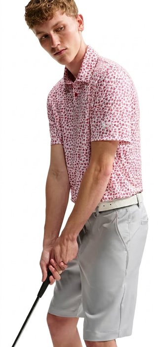 Nike Velocity Micro Print polo da uomo, gym red/bianco