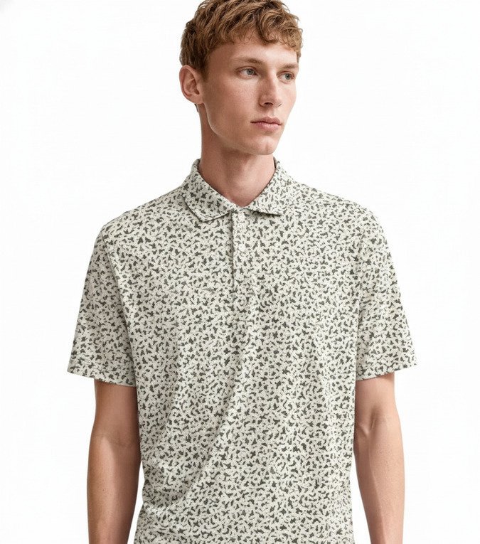 Nike Par Microprint Birds polo da uomo, light orewood brown