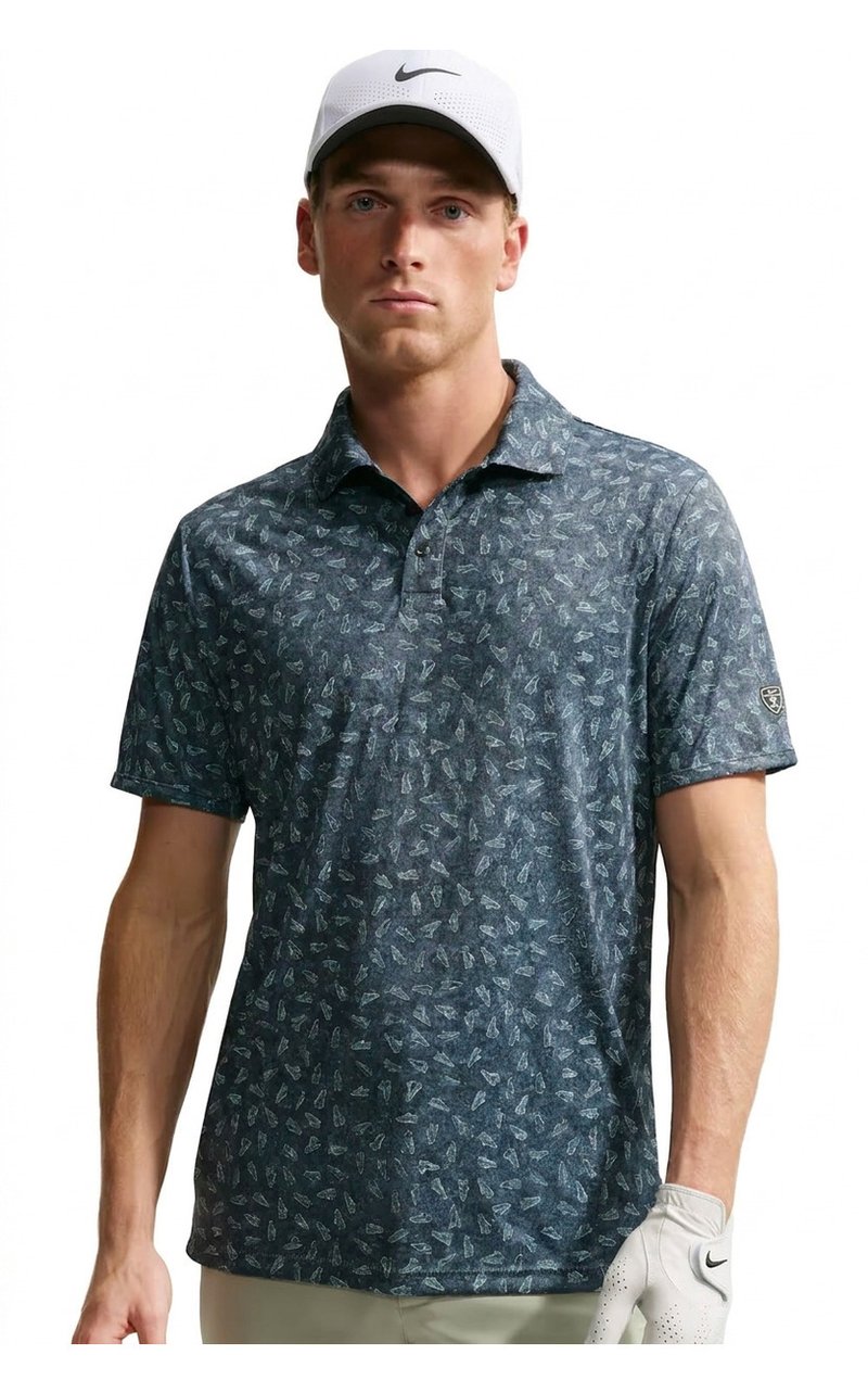 Nike Par Dri-FIT Grass Print polo da uomo, nero