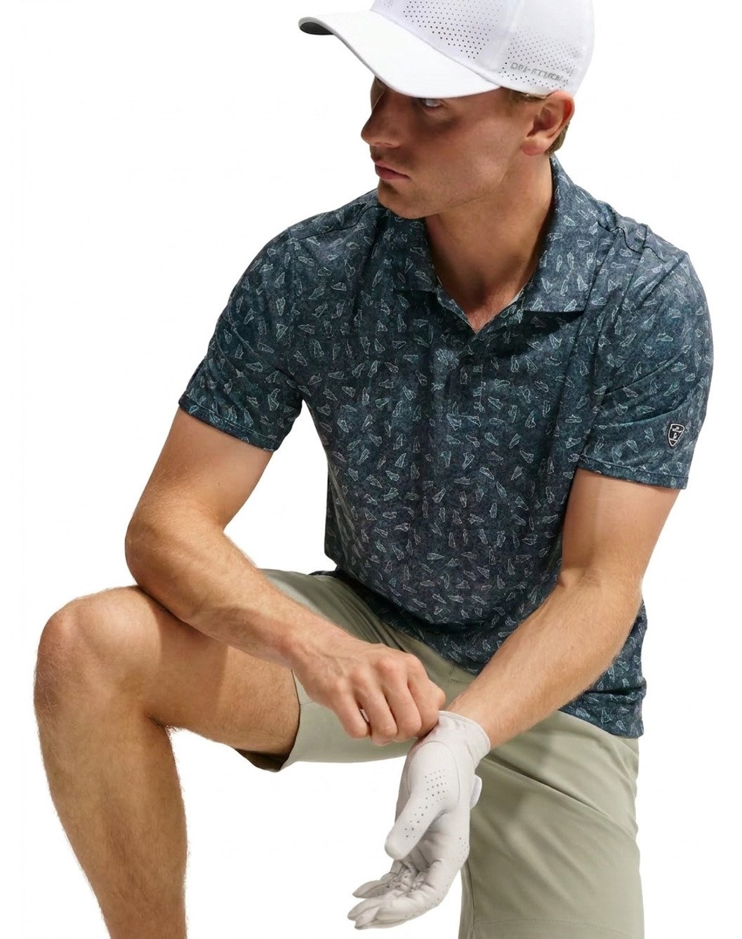 Nike Par Dri-FIT Grass Print polo da uomo, nero