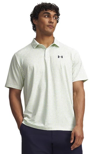 Under Armour Matchplay Printed polo da uomo, bianco/verde