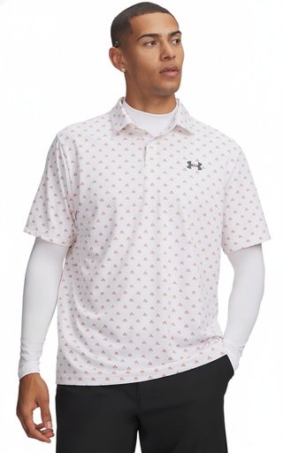 Under Armour Matchplay Printed polo da uomo, bianco/vintage maroon/academy