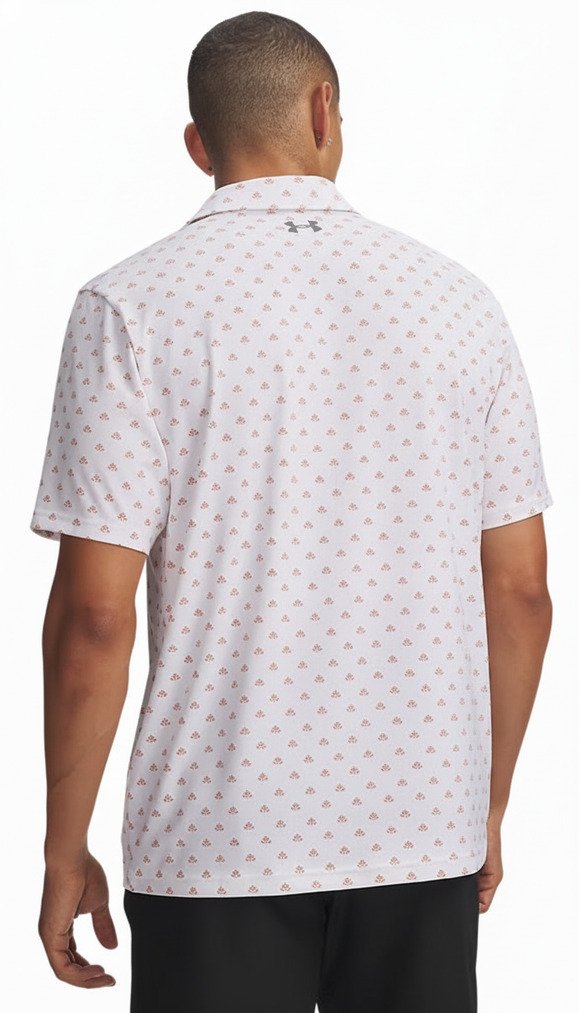 Under Armour Matchplay Printed polo da uomo, bianco/vintage maroon/academy
