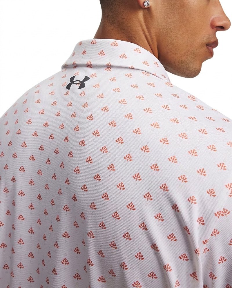 Under Armour Matchplay Printed polo da uomo, bianco/vintage maroon/academy