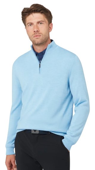 Callaway Windstopper 1/4-Zip maglione da uomo, dark cerulean heather