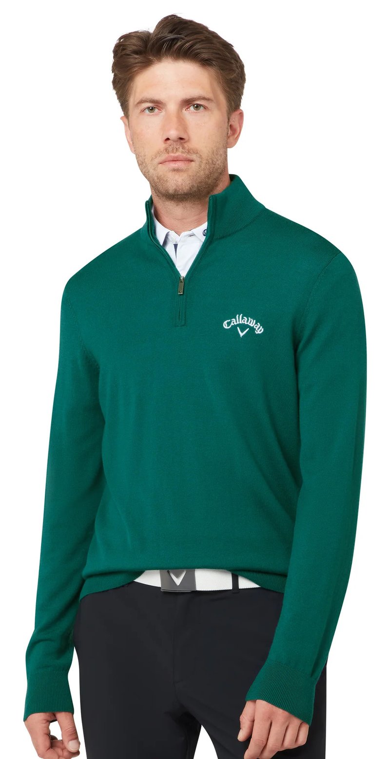 Callaway 1/4 Blended Merino maglione da uomo, blue coral