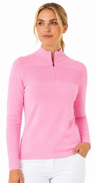 Callaway Soft Stretch Zip-Neck maglione da donna, cherry blossom