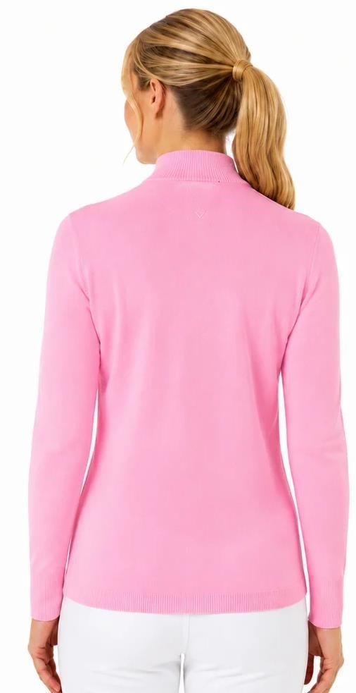 Callaway Soft Stretch Zip-Neck maglione da donna, cherry blossom