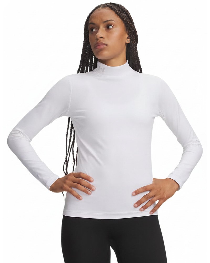 Under Armour ColdGear Mock Long Sleeve t-shirt a maniche lunghe da donna, bianca