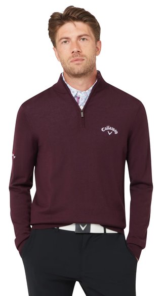 Callaway 1/4 Blended Merino maglione da uomo, italian plum