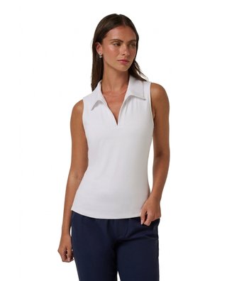 Travis Mathew Skyloft Light Sleeveless polo da donna, bianco