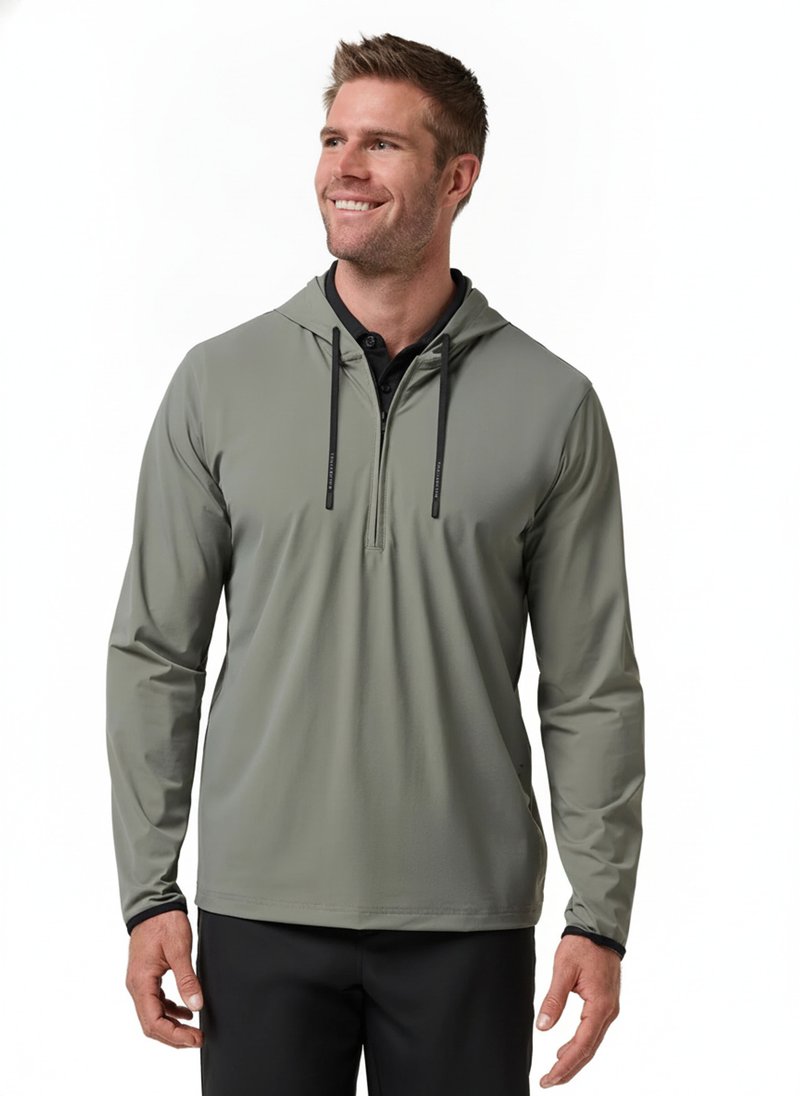 Travis Mathew Hero Hour Tech felpa con cappuccio da uomo, dark olive