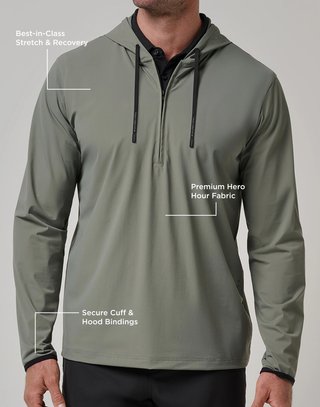 Travis Mathew Hero Hour Tech felpa con cappuccio da uomo, dark olive