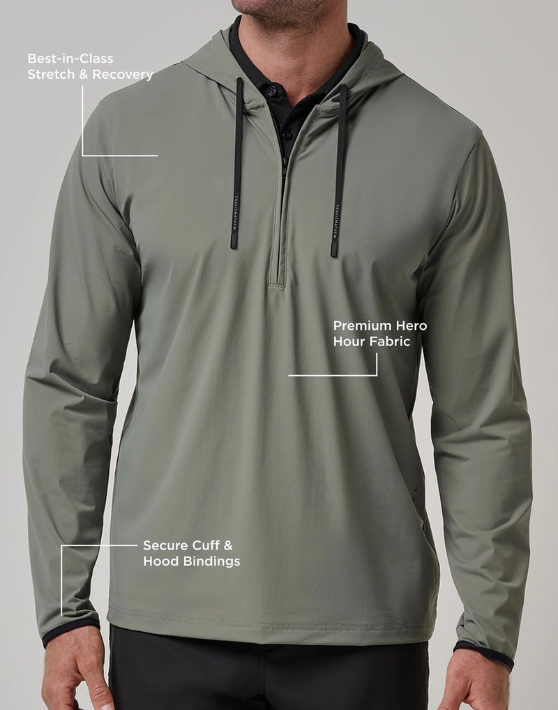 Travis Mathew Hero Hour Tech felpa con cappuccio da uomo, dark olive