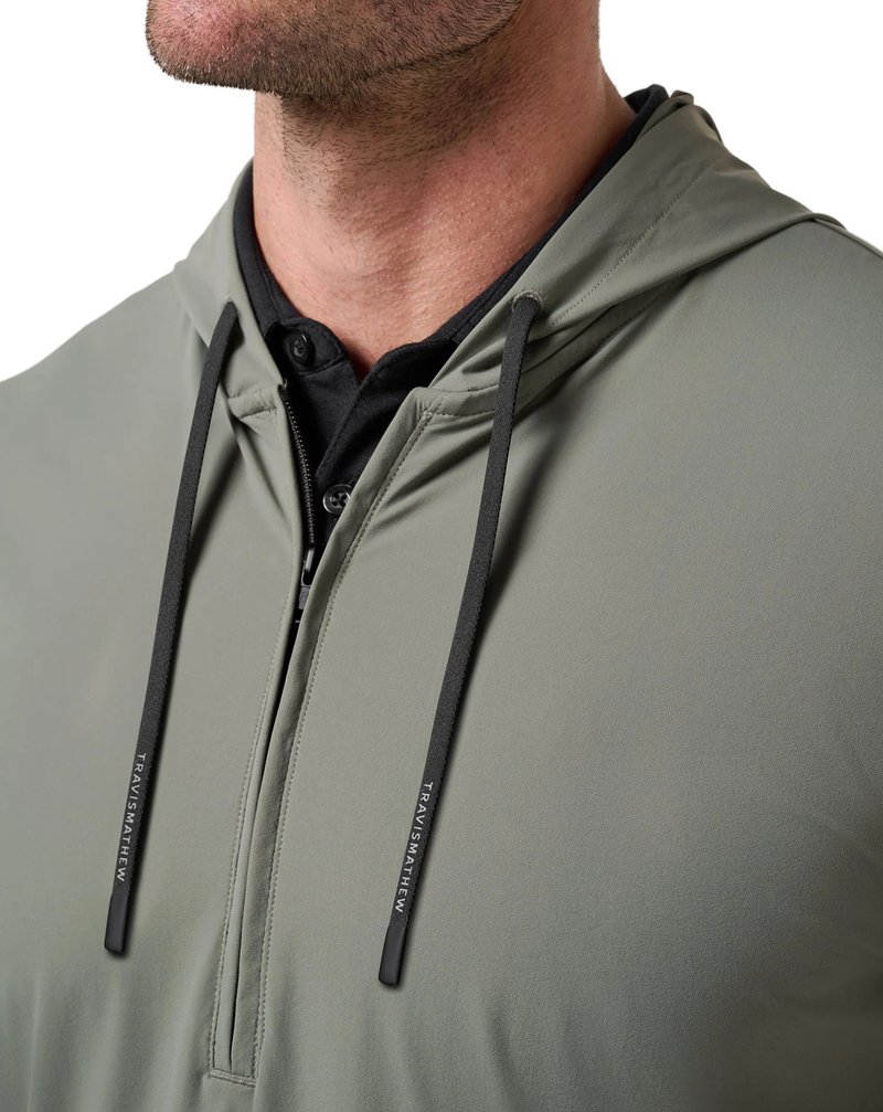 Travis Mathew Hero Hour Tech felpa con cappuccio da uomo, dark olive