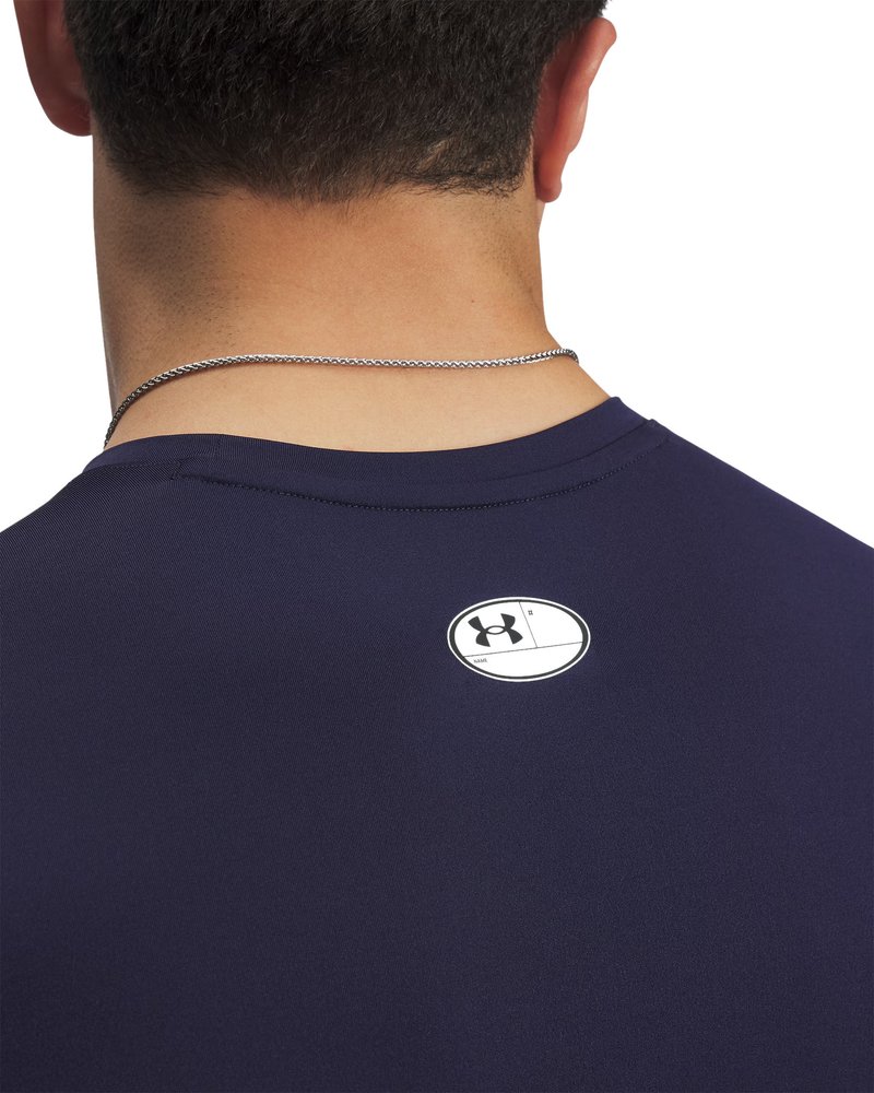 Under Armour HeatGear maglia a compressione da uomo, midnight navy/bianco