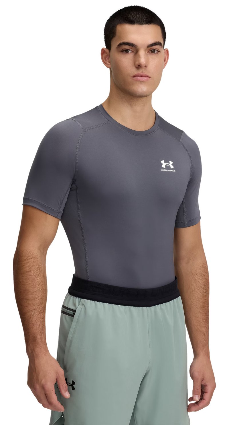 Under Armour HeatGear maglia a compressione da uomo, castlerock/bianco