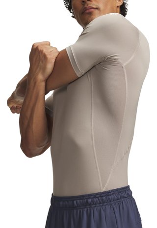 Under Armour HeatGear maglia a compressione da uomo, timberwolf taupe/bianco