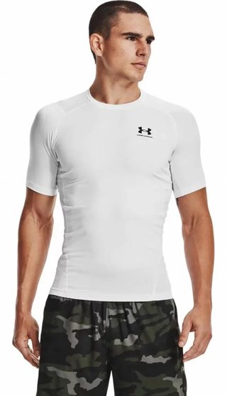 Under Armour HeatGear maglia a compressione da uomo, bianca