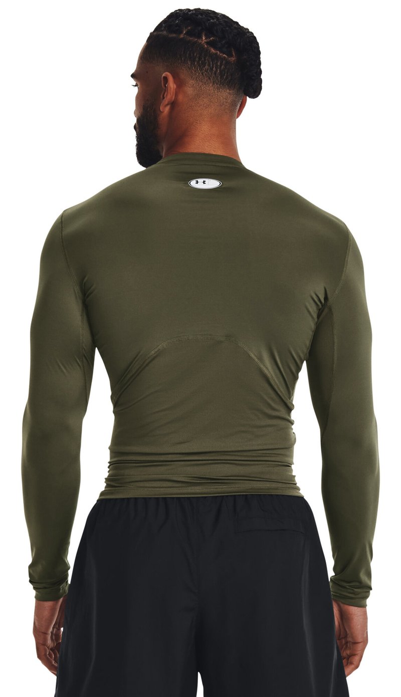 Under Armour HeatGear maglia a compressione a maniche lunghe da uomo, marine OD green/bianco