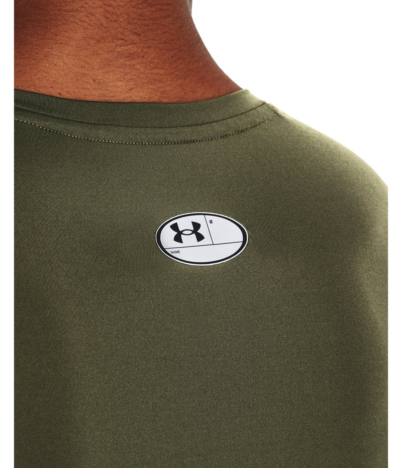 Under Armour HeatGear maglia a compressione a maniche lunghe da uomo, marine OD green/bianco