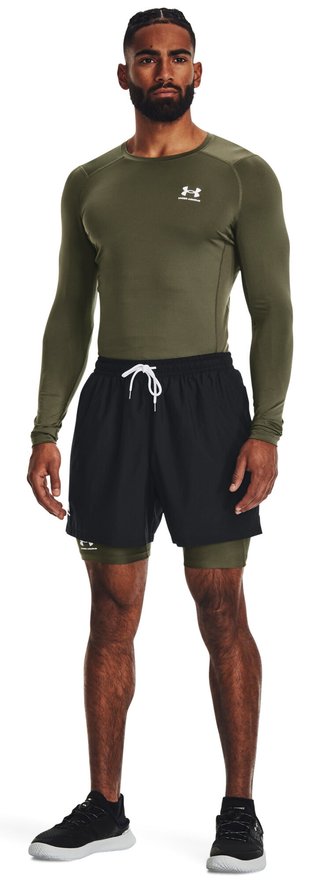 Under Armour HeatGear maglia a compressione a maniche lunghe da uomo, marine OD green/bianco